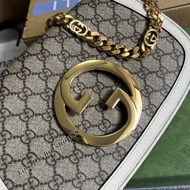 Gucci專櫃2022新款鏈條單肩斜挎女包 古馳Gucci Blondie互扣老花腋下包中古包699268 gqy4283